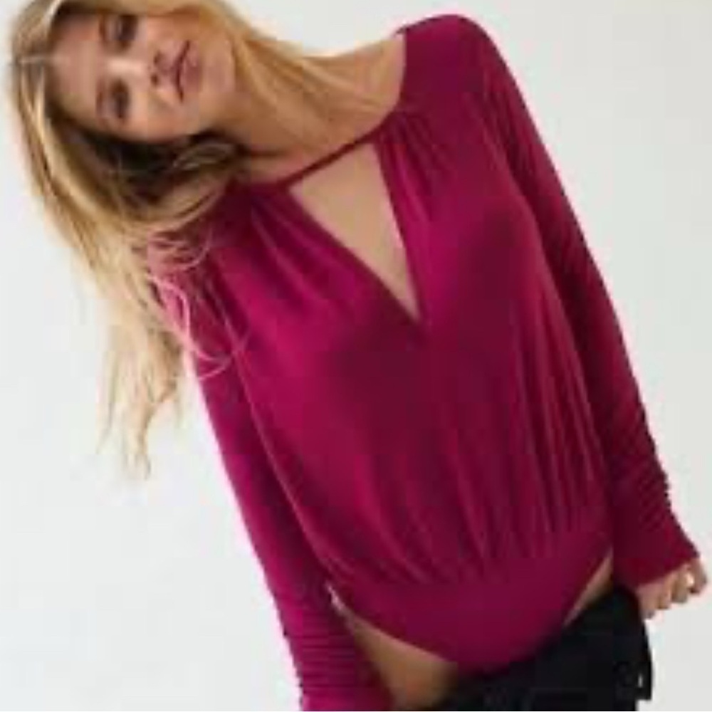 Intimately Free People Kaya Bodysuit Magenta Pink Medium NWOT